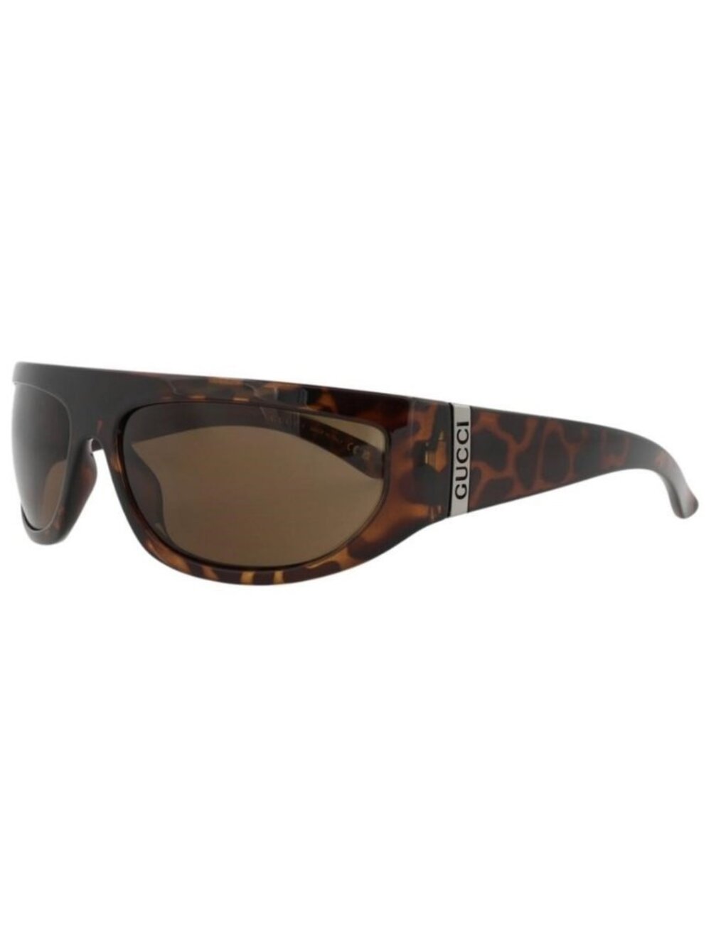 New Gucci Mens Shield/Wrap Havana Havana Brown Fashion Designer Sunglasses